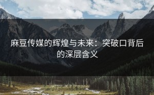麻豆传媒的辉煌与未来：突破口背后的深层含义