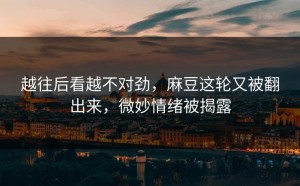 越往后看越不对劲，麻豆这轮又被翻出来，微妙情绪被揭露