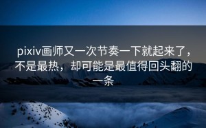 pixiv画师又一次节奏一下就起来了，不是最热，却可能是最值得回头翻的一条