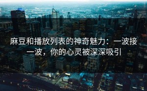 麻豆和播放列表的神奇魅力：一波接一波，你的心灵被深深吸引
