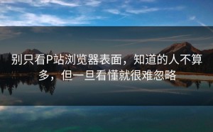 别只看P站浏览器表面，知道的人不算多，但一旦看懂就很难忽略