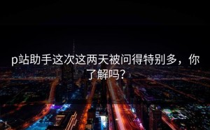 p站助手这次这两天被问得特别多，你了解吗？