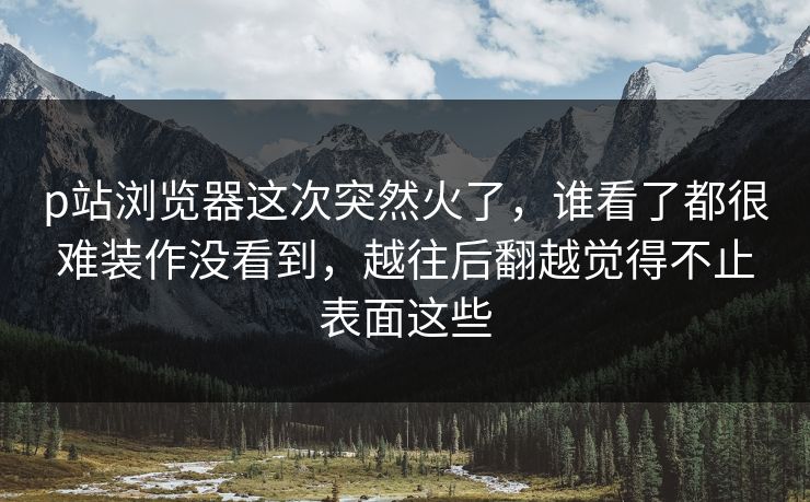p站浏览器这次突然火了，谁看了都很难装作没看到，越往后翻越觉得不止表面这些