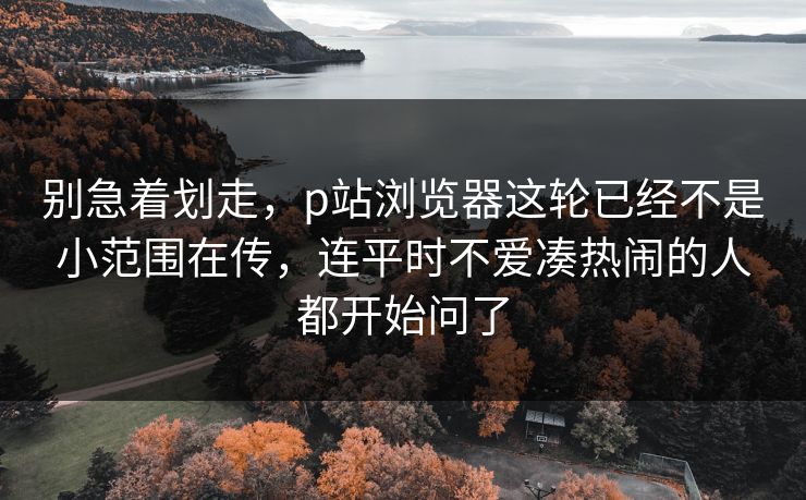 别急着划走，p站浏览器这轮已经不是小范围在传，连平时不爱凑热闹的人都开始问了
