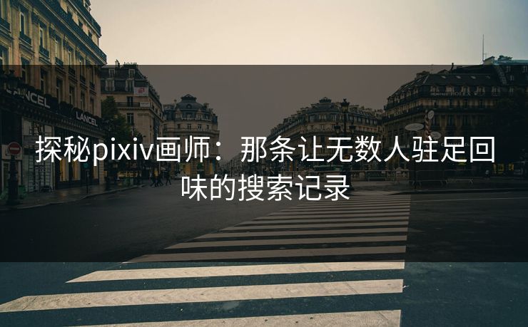 探秘pixiv画师：那条让无数人驻足回味的搜索记录